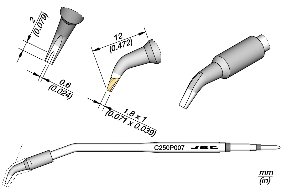 C250P007 - Chisel Bent Cartridge 1.8 x 1